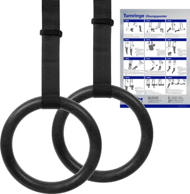 Produktbild von Sport-Tec Turnringe Gynmastikringe Gym Rings Training Outdoor aus Kunststoff inkl. Verstellbarer Gurte