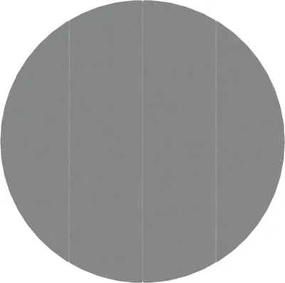 A circular grey pool cover with four vertical seams is shown against a white background.