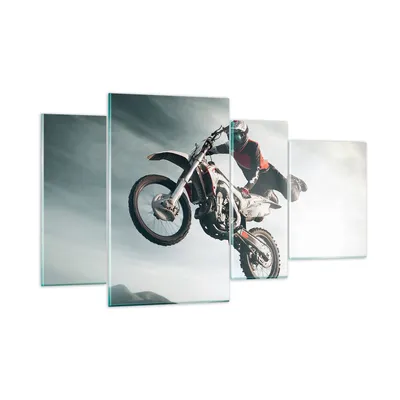Produktbild von Bilder auf glas - Motor Sport Helm - 120x70cm - Glasbilder - Wandbilder - Kunstdruck - zum Aufhängen bereit - Wanddekoration aus Glas - Glas Bilder - Wandbild auf Glas - 4 Teile - GDL120x70-4069