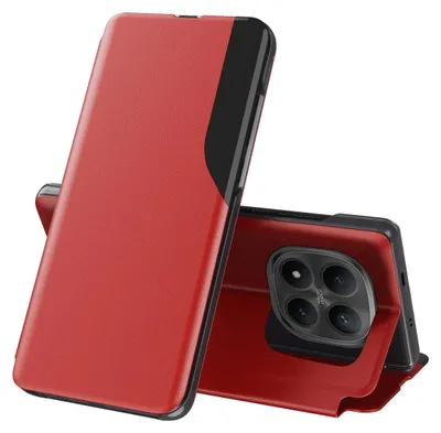 Produktbild von Hülle für Xiaomi Redmi Note 15 Pro 5G, Flip Stand Cover Kunstleder Schutzhülle Rot