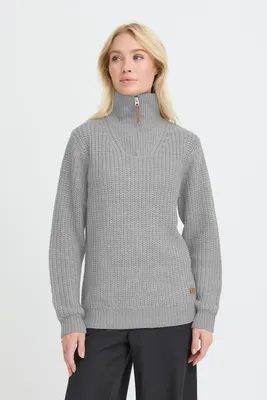 Produktbild von OXMO OXEDNA Damen Strickpullover Troyer Grobstrick Pullover regular fit