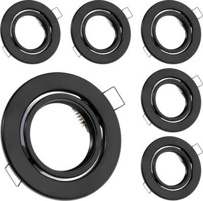 Produktbild von LUMILED 6x Einbaustrahler schwenkbar flach Spots für LED oder Halogen Einbauleuchten Einbaurahmen rund stahl Einbauspots Downlight Schwarz