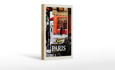 Produktbild von Holzschild Reise 12x18 cm Paris Cafe Restaurant Reiseziel Dekoration