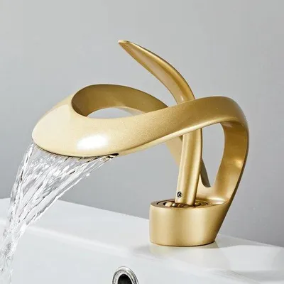 Immagine prodotto di Rubinetto per bagno a cascata Famanu, con flusso d'acqua regolabile - Oro