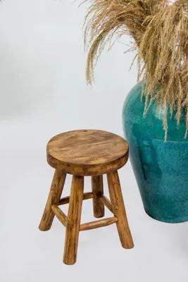 Produktbild von Root Hocker Rund Teak  massiv