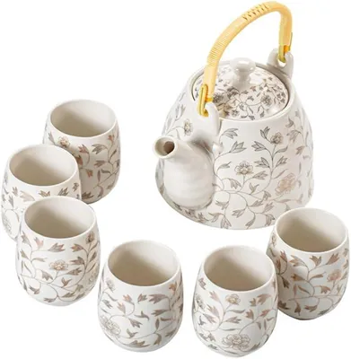 Imagen del producto de Conjunto de tazas de porcelana. Juego de té. Gran capacidad: 950 ml. Tazas de cerámica para té