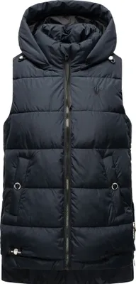Produktbild von Marikoo Zarinaa Damen Herbst Steppweste mit Kapuze Bodywarmer Vegan Ärmellose Weste Navy Gr. 36 - S