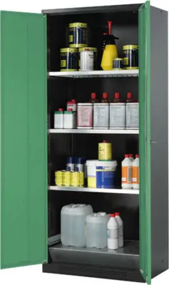 Produktbild von Chemikalienschrank - Flügeltüren, enzianblau - 3 Fachböden - Lochblecheinsatz - 1.950 x 810 x 520 mm (HxBxT) - Stahl, verzinkt