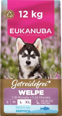 Productafbeelding van Eukanuba puppyvoer, glutenvrij met vis, voor grote rassen, premium droogvoer