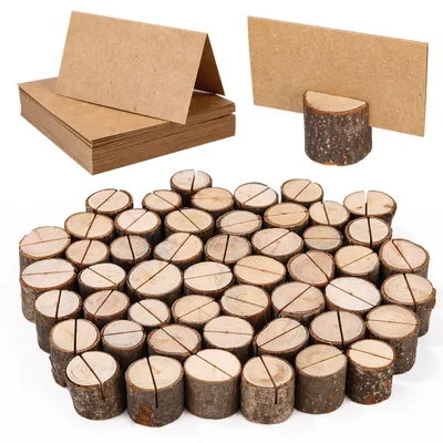 Produktbild von Bixury 50 Stück Zylindrischer Kartenhalter Holz Stabil Tischkartenhalter – 50pcs