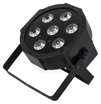 Produktbild von 8er-Set flache LED-PAR-Scheinwerfer - DMX-Bühnenbeleuchtung - 7 x 12 W - RGBW - EU-Stecker - 100–240 V - Für Bühne und DJ