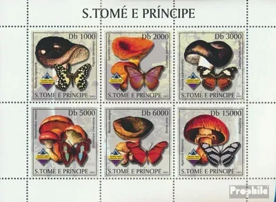 Produktbild von Briefmarken Sao Tome e Principe 2003 Mi 2007-2012 Kleinbogen (kompl.Ausg.) postfrisch Pilze, Blumen, Insekten, Vögel