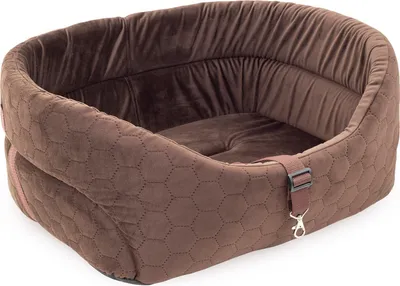 Produktbild von BOUTIQUE ZOO Hunde Autositz Universal Waschbar Abriebfest, Autositz Hund für Vordersitz, Beifahrersitz, Rückbank, Hundebett Hundetasche, S: 39 cm x 32 cm, Braun - WildKunstleder