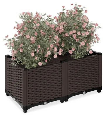Productafbeelding van Plantenbak - Rotanlook - 38 x 80 x 40 cm - Bruin - Balkon en terras