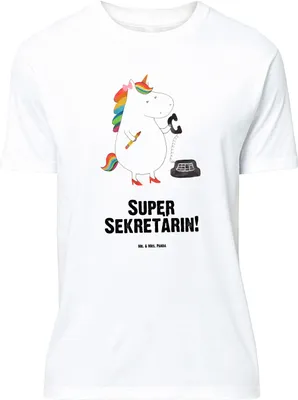 Produktbild von Mr. & Mrs. Panda Größe XL T-Shirt Einhorn Sekretärin - Weiß - Geschenk, Steuerbüro, Steuerkanzlei, Shirt, Unicorn, Büro, Einhörner, Tshirt, mit Spruch