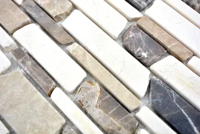 Produktbild von Handmuster Mosaik Fliese Marmor Naturstein beige braun Brickmosaik Castanao Biancone MOS40-12-295_m