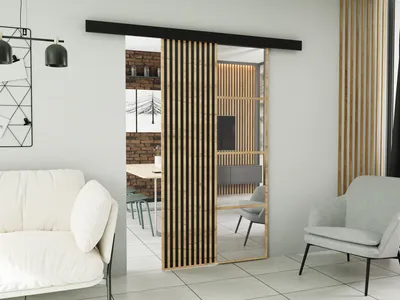 Produktbild von KIER FURNITURE Wandschiebetüren mit Spiegeln MOLI MOLI 100 - 106x205x1,6 cm - Eiche Golden