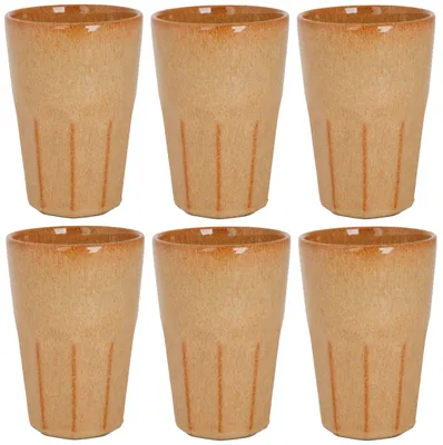 Obrázek produktu pro Pohodlné a stylové kelímky na latte macchiato, barva hořčicově žlutá, objem 450 ml - balení 6 kusů