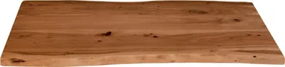 Produktbild von Holzplatte 80x40 cm Louisa, Tischplatte aus Akazienholz massiv + nussbaumfarben, Baumkanten-Platte für Heimwerker, geeignet für Arbeitsplatten, Tische & Fensterbretter
