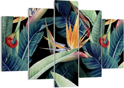 Produktbild von Bild auf Leinwand - Leinwandbild - 5 Teile - Pflanze Tropisch Blume - 150x100cm - Wand Bild - Wanddeko - Wandbilder - Leinwanddruck - Bilder - Wanddekoration - Leinwand bilder - EA150x100-5093