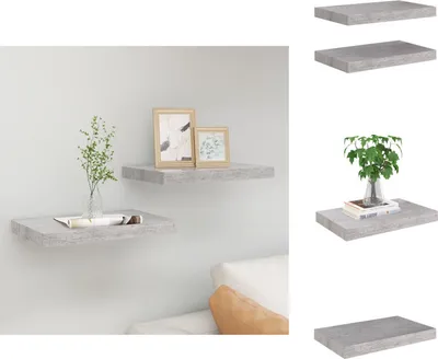 Obrázok produktu pre vidaXL Plávajúce police 2 ks. Betónová sivá 40x23x3,8 cm MDF - Nástenné police