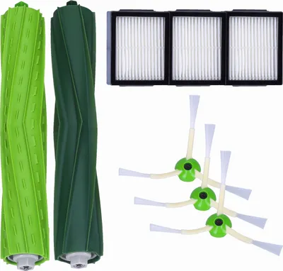 Produktbild von Sillar Zubehör-Set für iRobot Roomba i7 i7+ E5 E6 E7 Roboter-Staubsauger Ersatzteile 2er-Set Gummibürsten, 3 Hepa-Filter, 3 Seitenbürsten - Ersatz