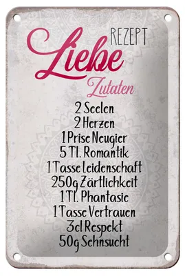 Produktbild von Blechschild Spruch 12x18cm Rezept Liebe Zutaten Schild