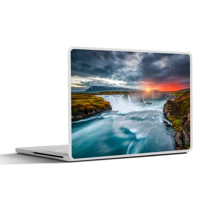Produktbild von MuchoWow® Laptop Aufkleber Sticker Cover Wasserfall - Sonnenuntergang - Natur - Wasser 25x18 cm - Laptop-Deko