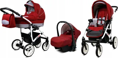 Obrázek produktu pro BabyLux® Largo | Kocárek 3v1 Set | Chili Silver | Kocárek Kombi | Kocárkový set | Kocárek pro deti