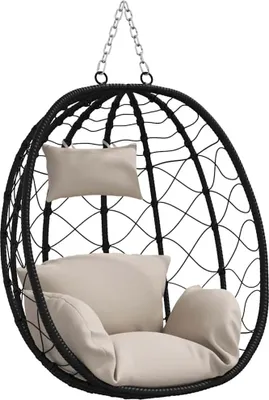 Image de Chaise suspendue Taupe 91,5 x 54,5 x 107 cm polyrotin