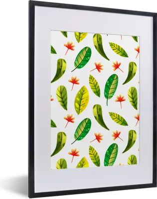 Produktbild von MuchoWow® Gerahmtes Poster Dschungel - Blätter - Design 30x40 cm - Poster mit Schwarzem Bilderrahmen Wandposter Rahmen Foto Bilder - Wandposter Schlafzimmer