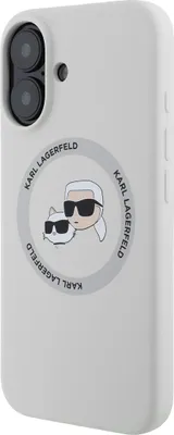 Produktbild von Karl Lagerfeld, MagSafe elegante stoßfeste Hülle Karl & Choupette für iPhone 16, Gelbgrau