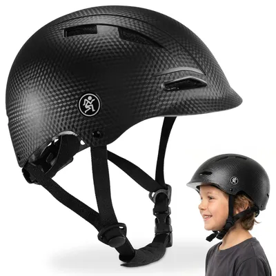 Produktbild von Kinder- und Jugendhelm Fahrrad und Roller, leicht, Schwarz, Größe M 48-58 cm, Helm für Inlineskates und Skateboard