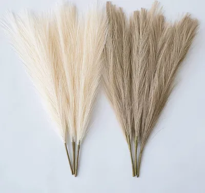 Zdjęcie produktu dla Sztuczna trawa pampasowa 6 sztuk 43 cm Sztuczna trawa pampasowa. Mała puszysta sztuczna trawa pampasowa, dekoracja boho na wesele i Boże Narodzenie,