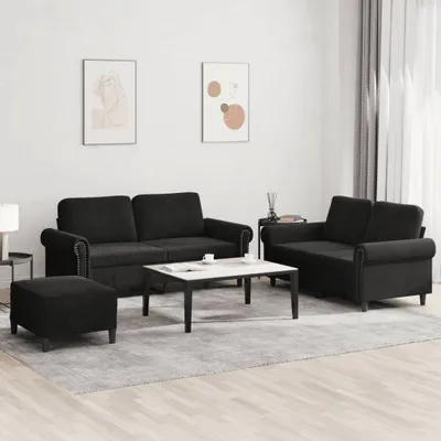 Obrázek produktu pro Maison Exclusive – 3dílná sedací souprava s polštáři, černý samet