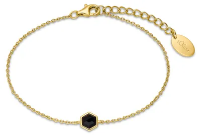 Produktbild von s.Oliver Damen Armband 2034896 Silber vergoldet Zirkonia schwarz