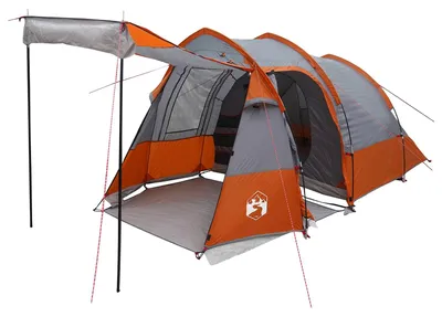 Image de Tente tunnel vidaXL grise et orange 390 x 215 x 152 cm