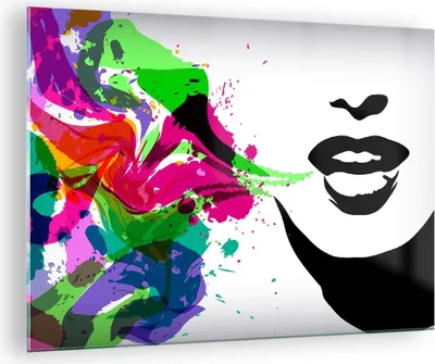 Produktbild von Bilder auf glas - Frau Gesicht Lippen Make-up - 70x50cm - Glasbilder - Wandbilder - Kunstdruck - zum Aufhängen bereit - Wanddekoration aus Glas - Glas Bilder - Wandbild auf Glas - GAA70x50-2634