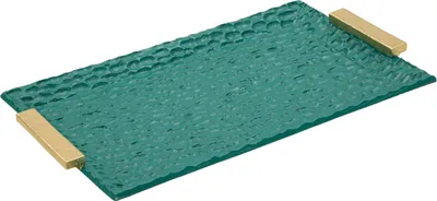 Zdjęcie produktu dla Taca Grent 34x19,5x3 cm zielona złota dekoracyjna nienadająca się do żywności