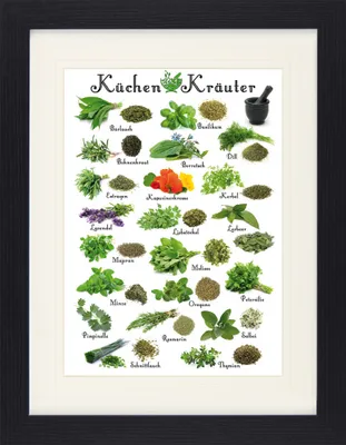 Produktbild von Kochkunst Gerahmtes Bild Mit Edlem Passepartout | Wand-Bilder | Im Bilderrahmen - Küchen-Kräuter (40 x 30 cm)