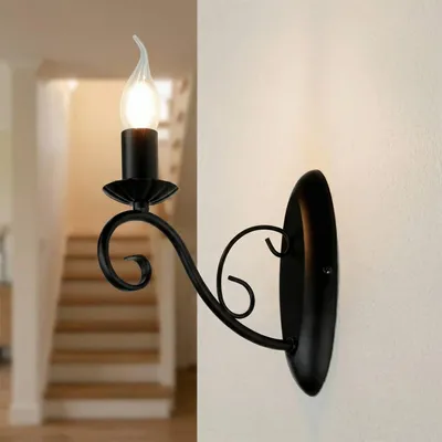 Immagine prodotto di Lampada da parete Classic "Mauro" Metallo nero Lampada da parete Soggiorno Camera da letto Corridoio