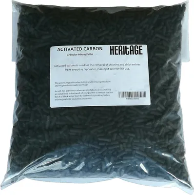 A bag of activated carbon pellets for aquarium or pond filters.