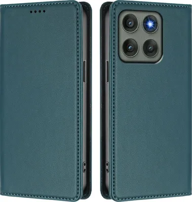 Produktbild von Handyhülle für Motorola Edge 60 Pro, Kunstleder Klapphülle Stoßfeste Magnetische Hülle mit Ständer Grün