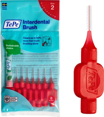 Zdjęcie produktu dla Szczoteczki międzyzębowe TePe Original – łatwe czyszczenie przestrzeni międzyzębowych – 1 x 8 sztuk – średnica 0,5 mm – kolor czerwony – 8 sztuk (opakowanie 1 szt.)