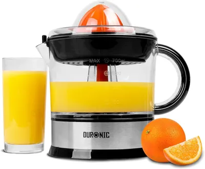 Produktbild von Duronic JE407 Saftpresse elektrisch 40W, Zitronenpresse 700ml, Zitruspresse 2 Kegel, Orangenpresse hohe Saftgewinnung, Edelstahl Fruchtpresse mit Sieb, Citrus juicer, Orangensaftpresse Limetten-presse