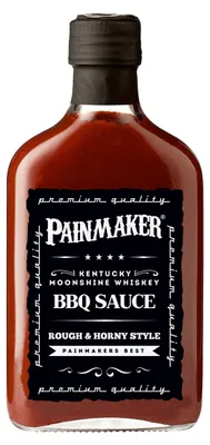 Verpackungsbild Painmaker Kentucky Moonshine Whisky BBQ Sauce Rough und Horny 195ml