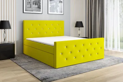 Produktbild von Boxspringbett LARIS 160x200 mit Kristallknöpfen verziert. Inklusive 2 Bettkästen, Bonell-Matratze und Topper. Möbel vom Hersteller- Handarbeit!Bett Komplett-Set mit Matratze,Bettkasten & Kopfteil. Stoff SAVANA. Elegantes Bett mit massives Kopfteil. Stoff Samt.