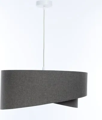 Produktbild von Pendelleuchte Stoff E27 D: 40 cm H: max. 90 cm Weiß Grau rund Modern Hängelampe