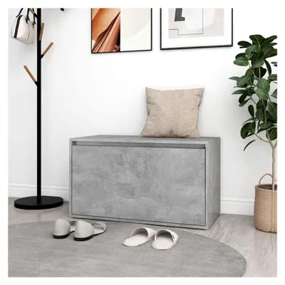 Produktbild von Flurbank 80x40x45 cm Flurmöbel Schuhschrank Sitztruhe Truhenbank Sitzbank Holzwerkstoff Betongrau