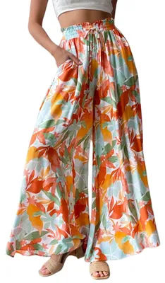 Produktbild von Palazzo Hose Bequemer Stoff - Weite Hose Damen - Lässige Hose - Elastischer Bund - Taschen - Lockere Passform